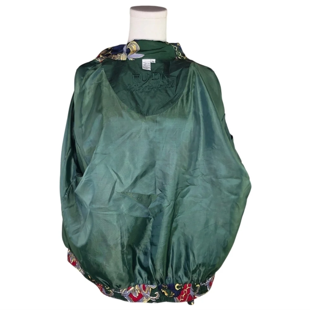Fu Da Intl Vintage Silk Chain Print Bomber Jacket 90s Equestrian Scarf - Picture 5 of 10